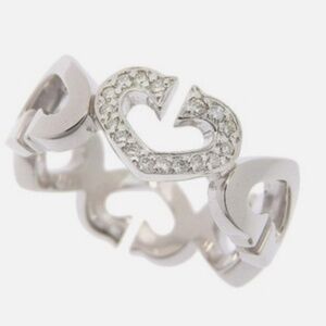 ✨ Vintage Cartier C de Cartier Diamond Heart Ring – 18K White Gold – Size 4.75 ✨